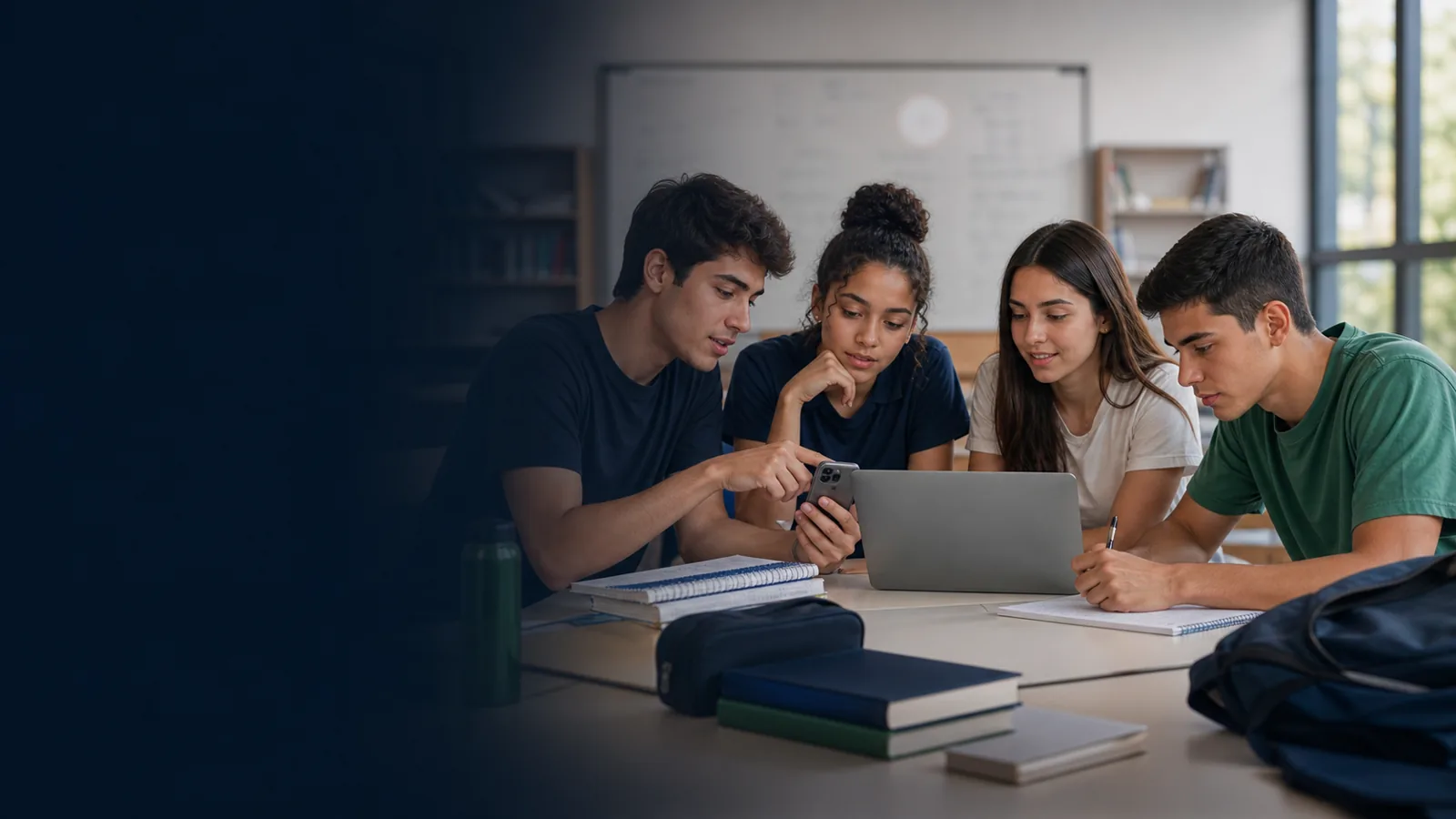 Estudantes estudando em grupo com a AprovaENEM